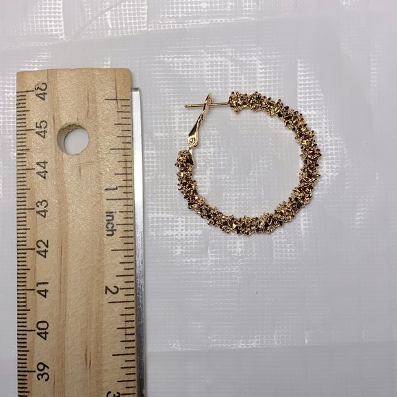 Gold Plated Textured Hoops - Picture 4 of 4